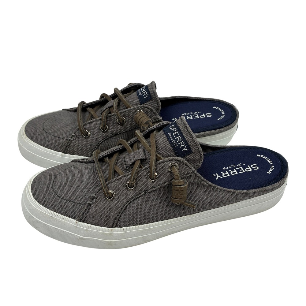 Sperry Women's Size 6.5 Top Sider Crest Vibe Mule Grey Canvas Slip On Sneakers